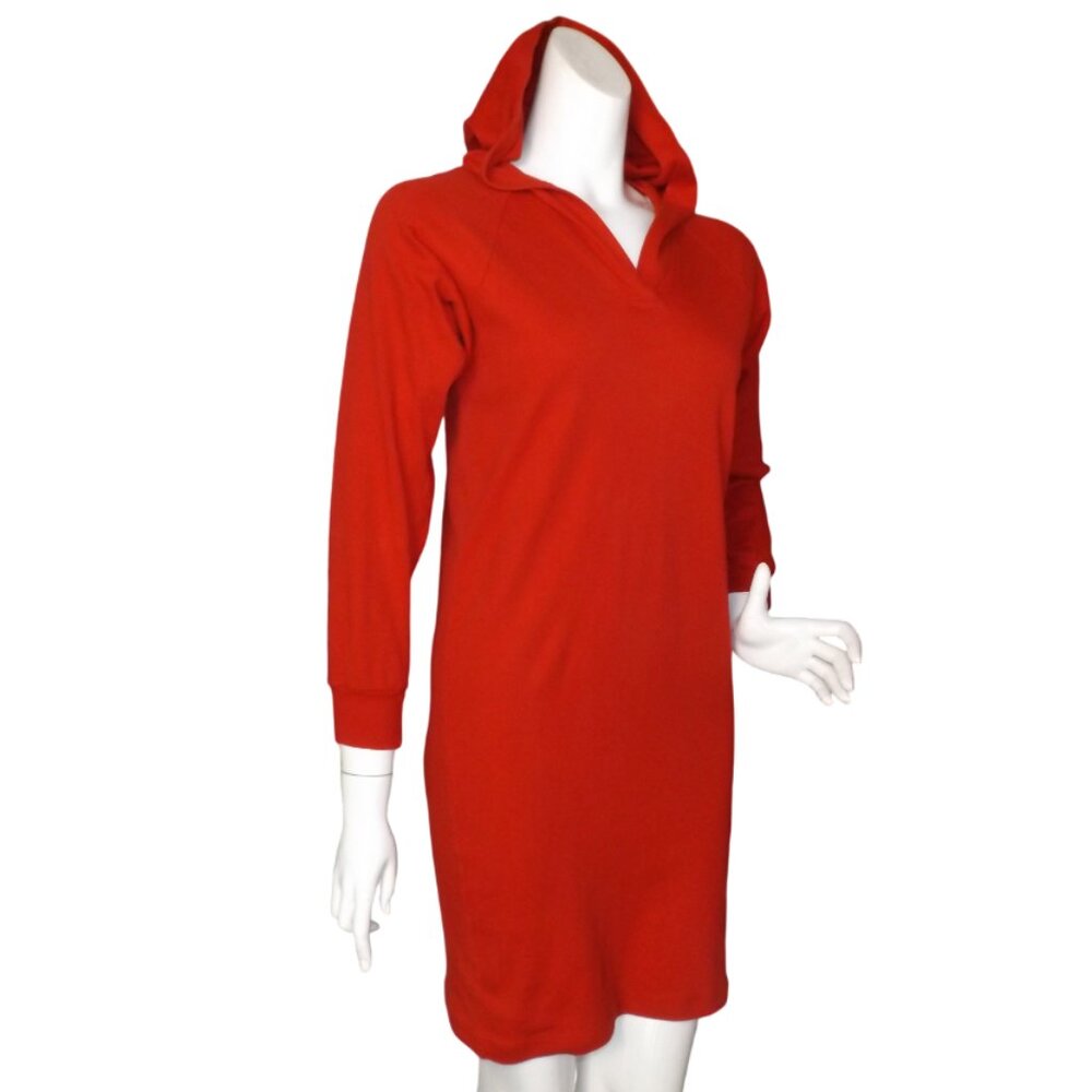 vintage NORMA KAMALI Hoodie Dress, SP Petite, Red, Longer sleeves, Short - Picture 3 of 12